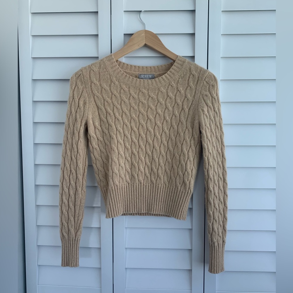 J.Crew Cashmere Cable Knit Crewneck Shrunken Sweater